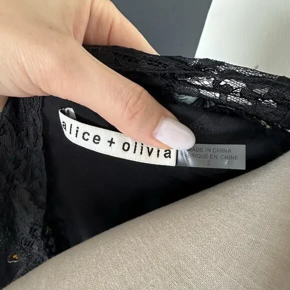 Alice Olivia Adele Full Wrap Floral Lace Midi Dress - Picture 12 of 16